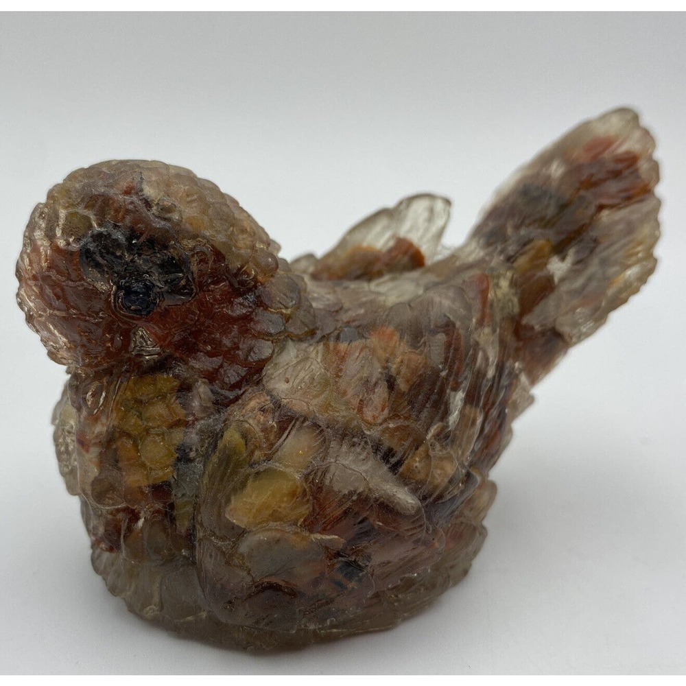 Petrified Wood Chips In Resin Bird Figurine